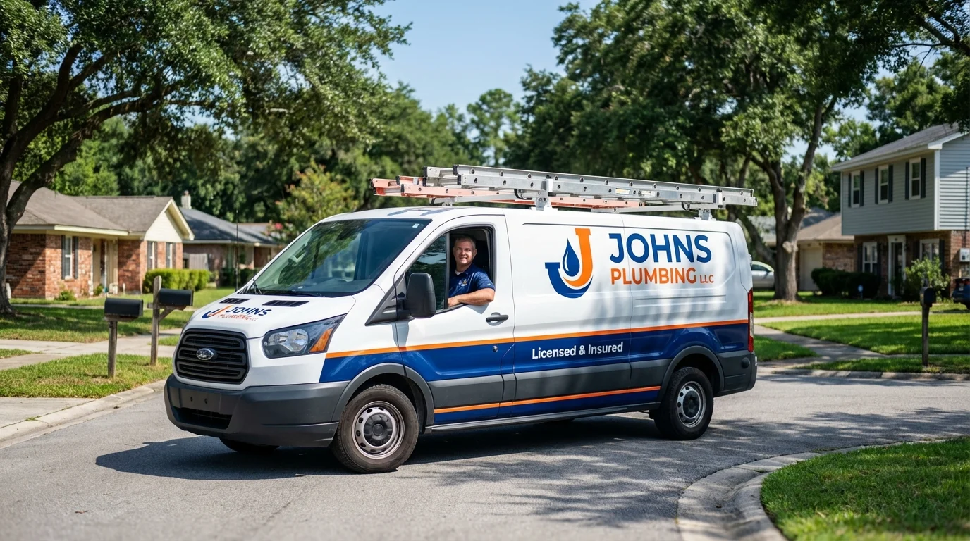 Johns Plumbing LLC service van in Louisville, GA