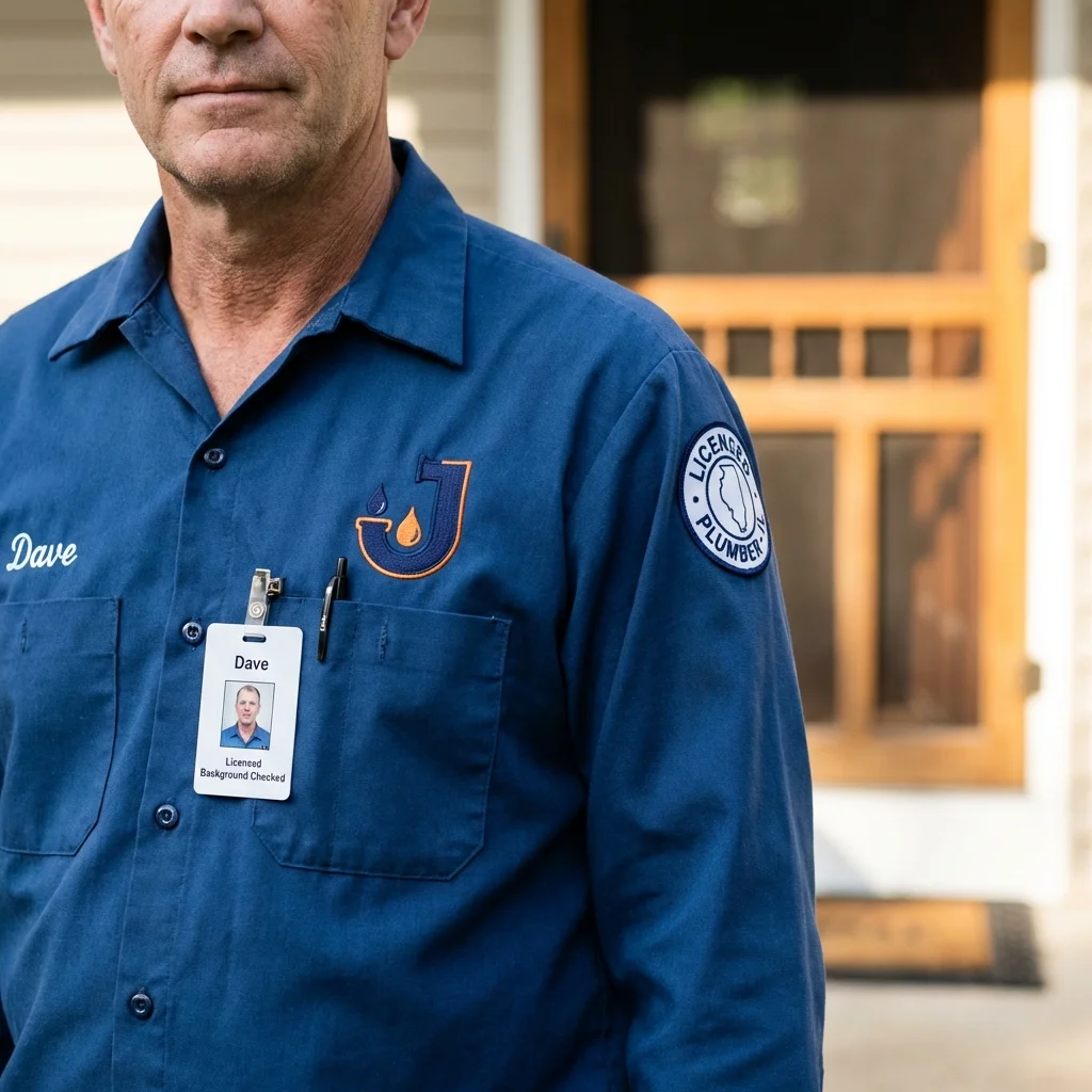 Licensed plumber showing ID badge in Louisville, GA
