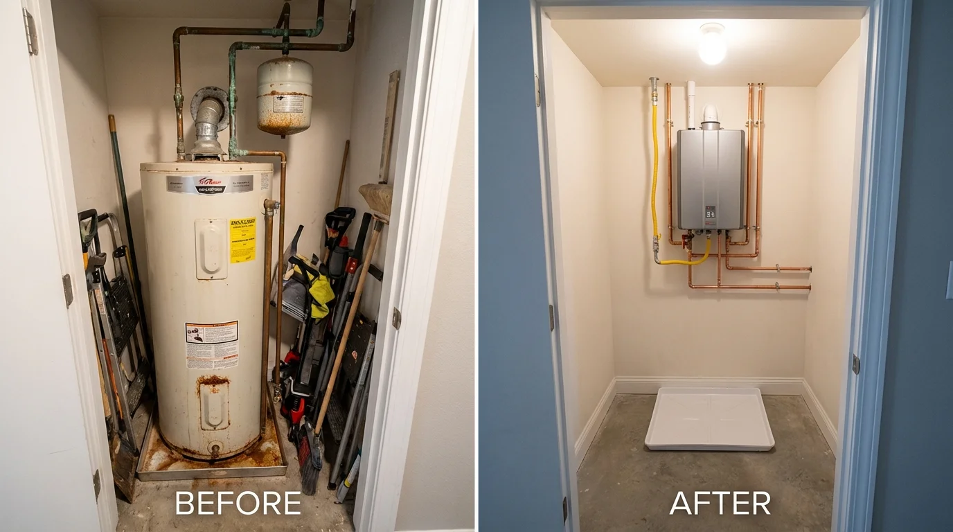Tank water heater versus wall-mounted tankless unit comparison for Louisville, GA homeowners